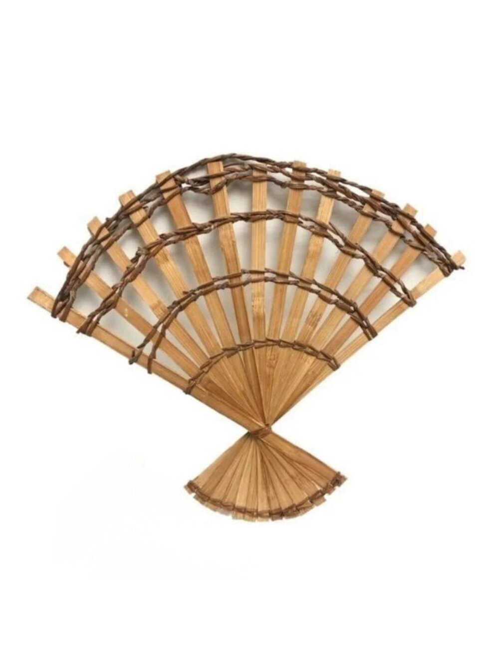 Vintage World Market Cost Plus Wooden Decor Wall Hanging Folding Fan
